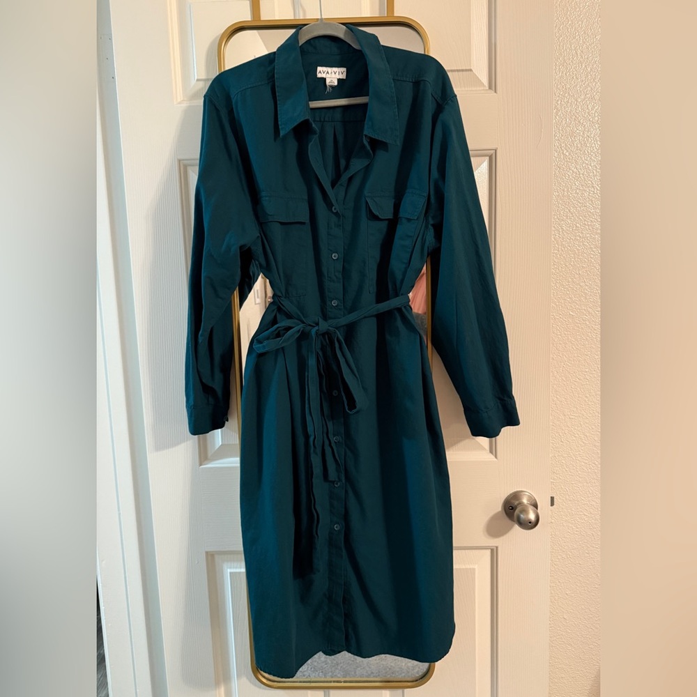 Ava & Viv Green Shirt Dress